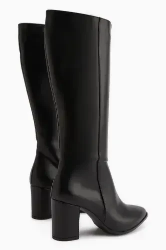 Tatum Black Pointed Toe Mid Heel Women's Boot - Black - 7