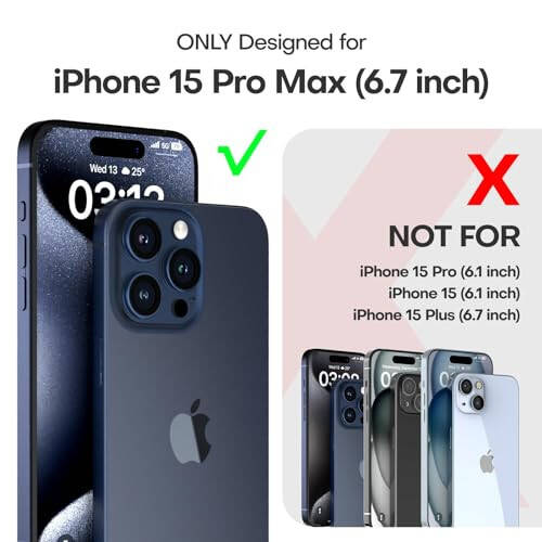 TAURI 3-in-1 iPhone 15 Pro Max Case, Clear, [No Yellowing], with 2X Screen Protector, [15 FT Military-Grade Protection] Shockproof Case for iPhone 15 Pro Max 6.7 inch - 34