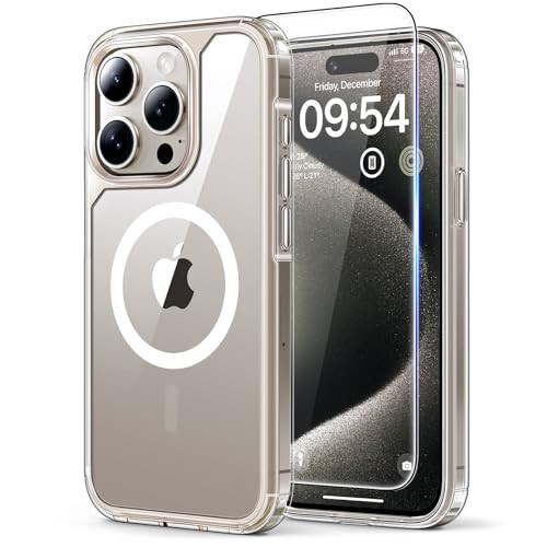 TAURI 3-in-1 iPhone 15 Pro Max Case, Clear, [No Yellowing], with 2X Screen Protector, [15 FT Military-Grade Protection] Shockproof Case for iPhone 15 Pro Max 6.7 inch - 7