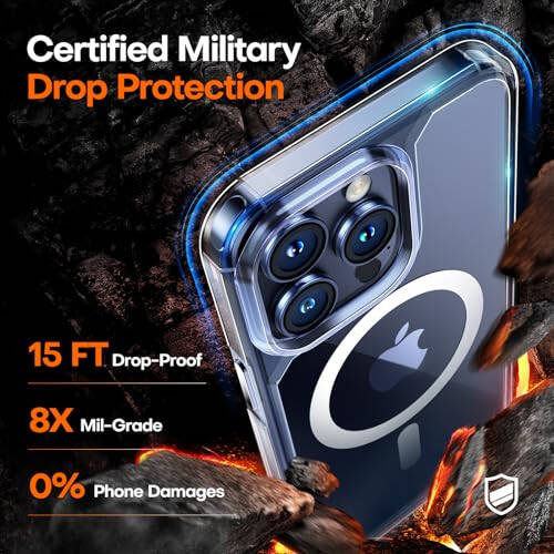 TAURI 3-in-1 iPhone 15 Pro Max Case, Clear, [No Yellowing], with 2X Screen Protector, [15 FT Military-Grade Protection] Shockproof Case for iPhone 15 Pro Max 6.7 inch - 5