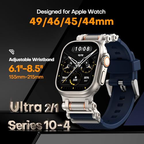 TAURI Apple Watch Ultra 2/ Ultra 49mm için Tasarlanmış Apple Watch Bandı [Sıvı Silikon + Paslanmaz Çelik Metal Bağlantı Bandı] Series 10/9/8/7/6/SE/5/4/3/2/1 46mm/45mm/44mm/42mm için, Donan Mavi - 6