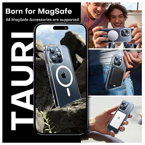 TAURI iPhone 15 Pro Max uchun 3-in-1 qopqoq, shaffof, [sarg'aymaydi], 2X ekran himoyachisi bilan, [15 fut harbiy darajadagi himoya] zarba qarshi qopqoq iPhone 15 Pro Max 6.7 dyuym - 33