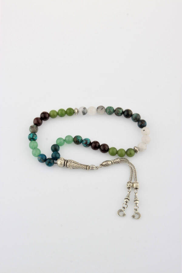 Taurus Zodiac 33 pcs Rosary Apatite-tourmaline-jade-ruby-rutilated quartz-aventurine-chrysocolla - 1
