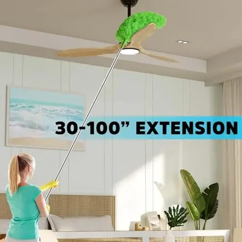 Ceiling Fan Cleaner Duster, Bafezoze Extendable Long Duster for High Ceilings, Telescoping Tall Extension Pole Green - 3
