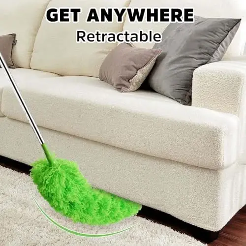 Ceiling Fan Cleaner Duster, Bafezoze Extendable Long Duster for High Ceilings, Telescoping Tall Extension Pole Green - 5