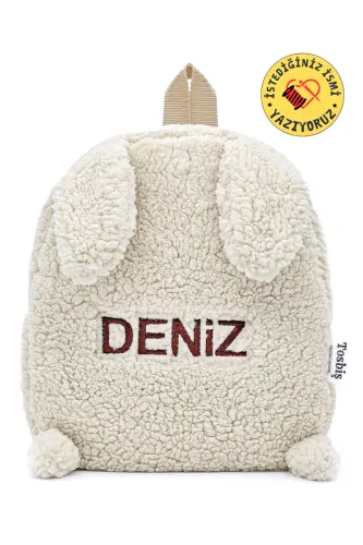 Tavşan Krem 0 - 8 Yaş Anasınıfı Kreş Çocuk Okul / Sırt Çantası Peluş 