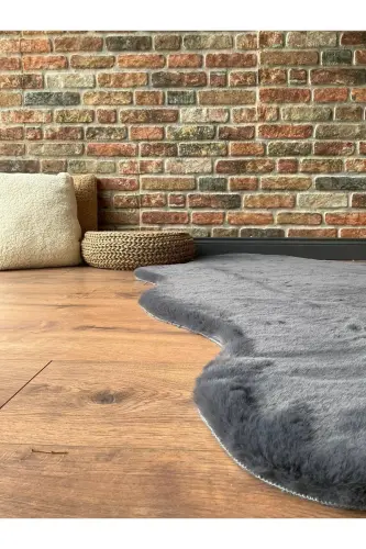 Tavşan Tüyü Post Peluş Ultra Yumuşak Post Puffy Antrasit - Antrasit - 4