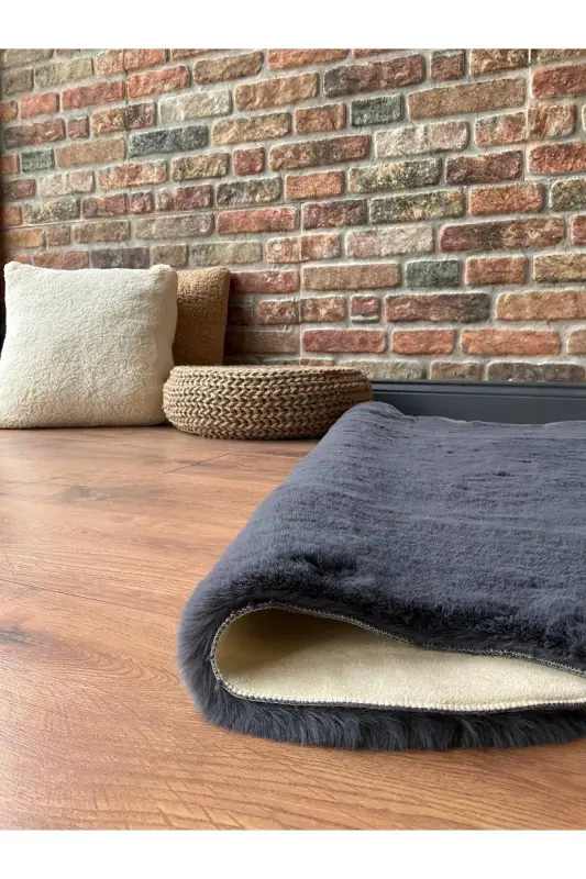 Tavşan Tüyü Post Peluş Ultra Yumuşak Post Puffy Antrasit - Antrasit - 5