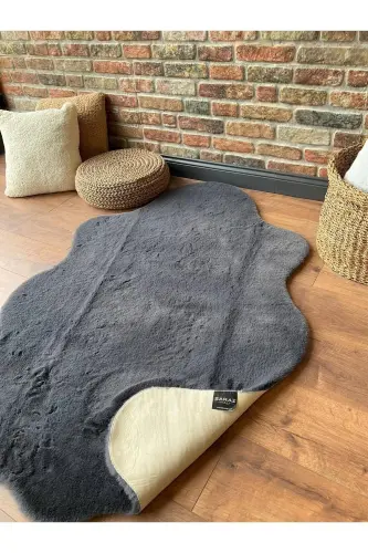 Tavşan Tüyü Post Peluş Ultra Yumuşak Post Puffy Antrasit - Antrasit - 6