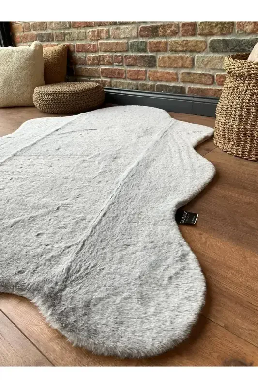 Tavşan Tüyü Post Peluş Ultra Yumuşak Post Puffy Gri-Gri - SARAZ HALI