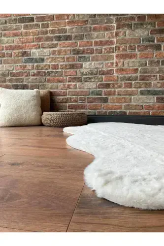 Tavşan Tüyü Post Peluş Ultra Yumuşak Post Puffy Krem-Krem - SARAZ HALI (1)