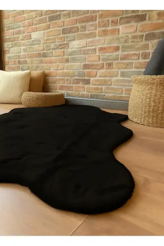 Tavşan Tüyü Post Peluş Ultra Yumuşak Post Puffy Siyah - Siyah 