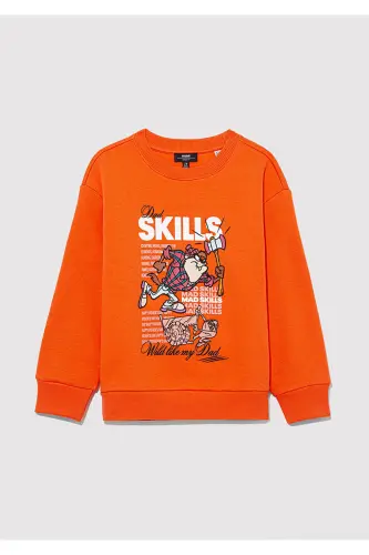Tazmanian Devil Print Orange Hoodie 6S10080-82823 - MAVI (1)