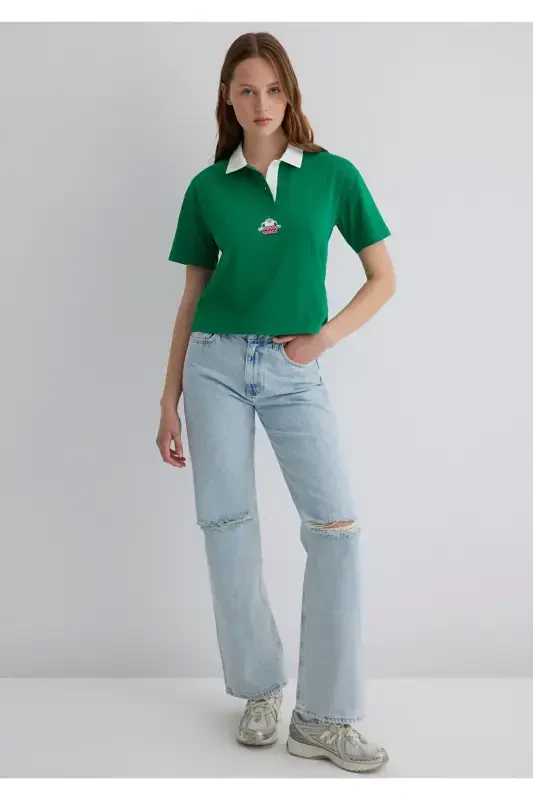 Tazmanya bosma naqshli yashil futbolka Regular Fit / Oddiy - 2