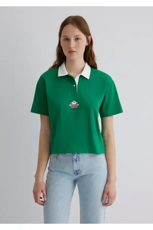 Tazmanya bosma naqshli yashil futbolka Regular Fit / Oddiy - 4