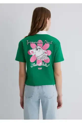 Tazmanya bosma naqshli yashil futbolka Regular Fit / Oddiy - 5