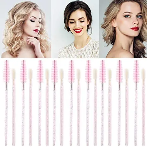 Tbestmax 200 Disposable Mascara Wand and Lipstick Applicator Wands Crystal Lip Gloss Brush Lash Spoolies for Eyelash Extensions (Pink) - 7
