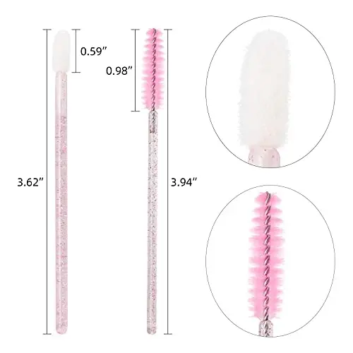 Tbestmax 400 Spoolies Mascara Wand and Lip Brush Disposable Lash Brushes for Eyelash Extensions, Lipstick Lip Gloss Wands Applicator Tool (Pink) - 2