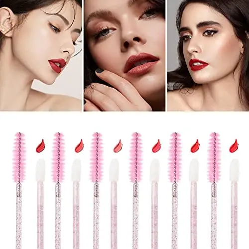 Tbestmax 400 Spoolies Mascara Wand and Lip Brush Disposable Lash Brushes for Eyelash Extensions, Lipstick Lip Gloss Wands Applicator Tool (Pink) - 7