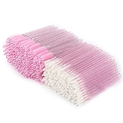 Tbestmax 400 Spoolies Mascara Wand and Lip Brush Disposable Lash Brushes for Eyelash Extensions, Lipstick Lip Gloss Wands Applicator Tool (Pink) - 1