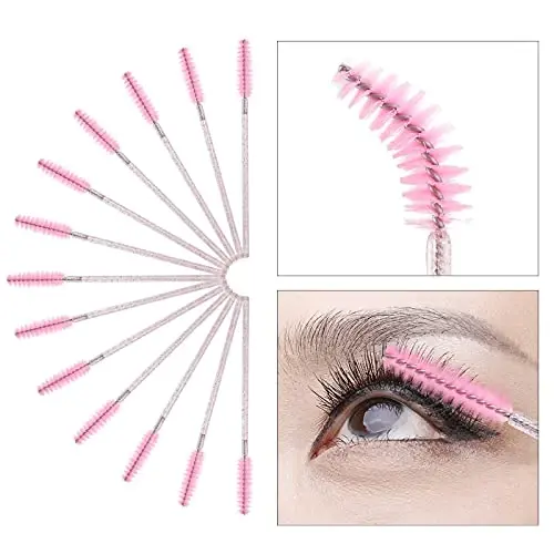 Tbestmax 400 Spoolies Mascara Wand and Lip Brush Kirpik uzaytirish uchun bir martalik Lash cho'tkalari, lab bo'yog'i lab porlashi aplikatori (pushti) - 3
