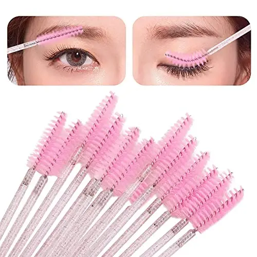 Tbestmax 400 Spoolies Mascara Wand and Lip Brush Kirpik uzaytirish uchun bir martalik Lash cho'tkalari, lab bo'yog'i lab porlashi aplikatori (pushti) - 4