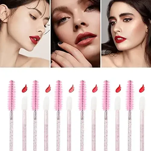 Tbestmax 400 Spoolies Mascara Wand and Lip Brush Kirpik uzaytirish uchun bir martalik Lash cho'tkalari, lab bo'yog'i lab porlashi aplikatori (pushti) - 7