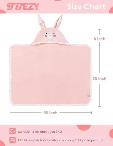 TBEZY Baby Hooded Towel with Unique Animal Design Ultra Soft Thick Cotton Bath Towel for Newborn (Bunny) - TBEZY (1)
