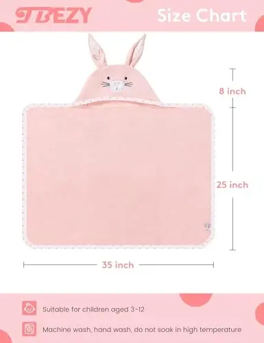 TBEZY Baby Hooded Towel with Unique Animal Design Ultra Soft Thick Cotton Bath Towel for Newborn (Bunny) - 2