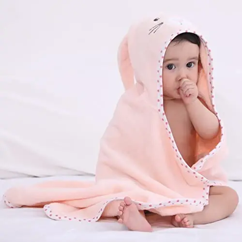 TBEZY Baby Hooded Towel with Unique Animal Design Ultra Soft Thick Cotton Bath Towel for Newborn (Bunny) - 5