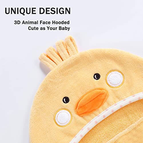 TBEZY Baby Hooded Towel with Unique Animal Design Ultra Soft Thick Cotton Bath Towel for Newborn (Chick) - 13