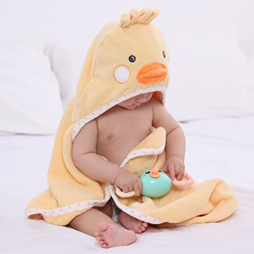 TBEZY Baby Hooded Towel with Unique Animal Design Ultra Soft Thick Cotton Bath Towel for Newborn (Chick) - 5