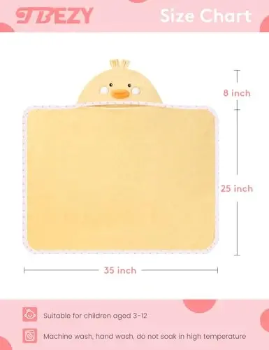 TBEZY Baby Hooded Towel with Unique Animal Design Ultra Soft Thick Cotton Bath Towel for Newborn (Chick) - 1