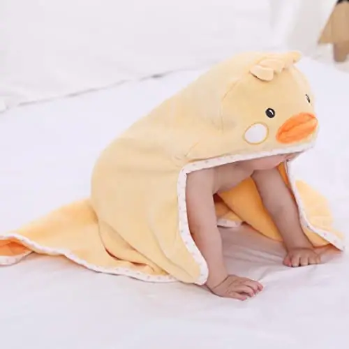 TBEZY Baby Hooded Towel with Unique Animal Design Ultra Soft Thick Cotton Bath Towel for Newborn (Chick) - 5