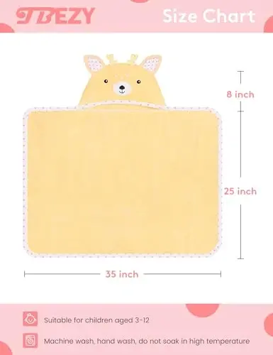 TBEZY Baby Hooded Towel with Unique Animal Design Ultra Soft Thick Cotton Bath Towel for Newborn (Fawn) - 1
