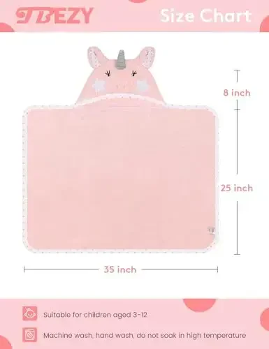 TBEZY Baby Hooded Towel with Unique Animal Design Ultra Soft Thick Cotton Bath Towel for Newborn (Unicorn) - 2