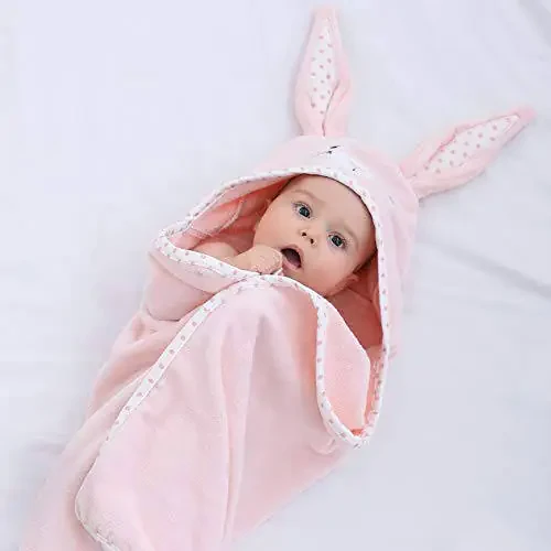 TBEZY Baby Hooded Towel with Unique Animal Design Ultra Soft Thick Cotton Bath Towel for Newborn (Bunny) - 7