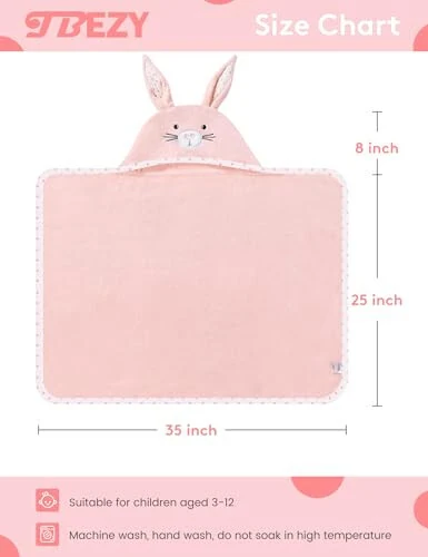 TBEZY Baby Hooded Towel with Unique Animal Design Ultra Soft Thick Cotton Bath Towel for Newborn (Bunny) - TBEZY