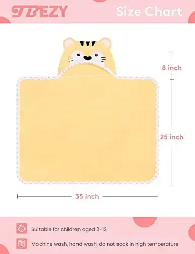 TBEZY Baby Hooded Towel with Unique Animal Design Ultra Soft Thick Cotton Bath Towel for Newborn (Tiger) - 2