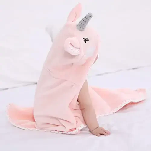 TBEZY Chaqaloqlar uchun kapüşonli sochiq, noyob hayvon dizayni, o'ta yumshoq qalin paxta hammom sochiqi, yangi tug'ilgan chaqaloqlar uchun (Unicorn) - 3
