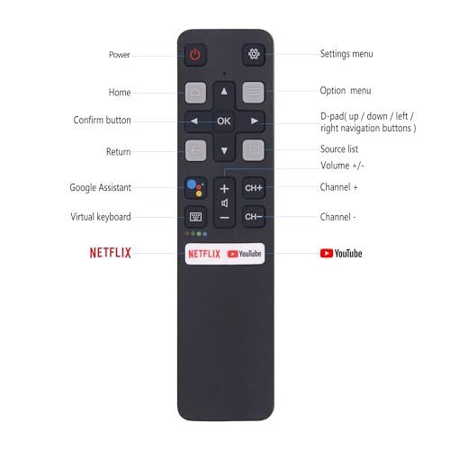 TCL TV Remote Control Replacement RC802V FNR1 for TCL Android Remote 4K Smart TV 50S434 55S434 75S434 40S330 70S430 32S334 55S435 50S435 43S434 32S6500A [NO Voice Function] - NJALNKHM (1)