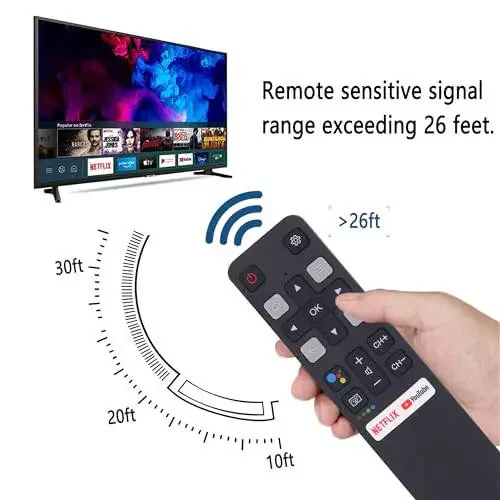TCL Android 4K Smart TV 50S434 55S434 75S434 40S330 70S430 32S334 55S435 50S435 43S434 32S6500A Modellari Uchun Yangi Zaxira Masofaviy boshqarish pulti RC802V FNR1 [Ovozli Buyruq Funktsiyasi Yo'q] - 3