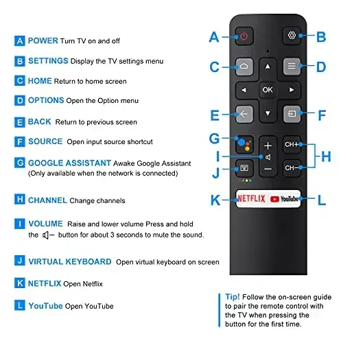 Voice Replacement for TCL-Android-TV-Remote,New Upgraded RC802V for TCL Smart TVs with Google Voice Function - 6