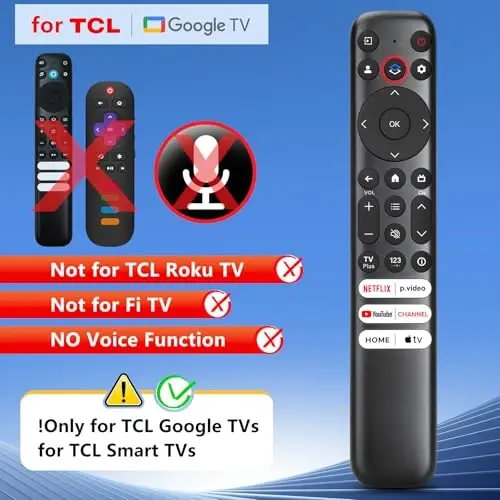 TCL-Google-TV-Remote Control Replacement uchun, RC813 TCL Smart TVlar bilan mos keladi QM8/QM7/S5/S4/S3/Q7/Q6/Q5 Series(Roku TVlar uchun emas) - OMAIC