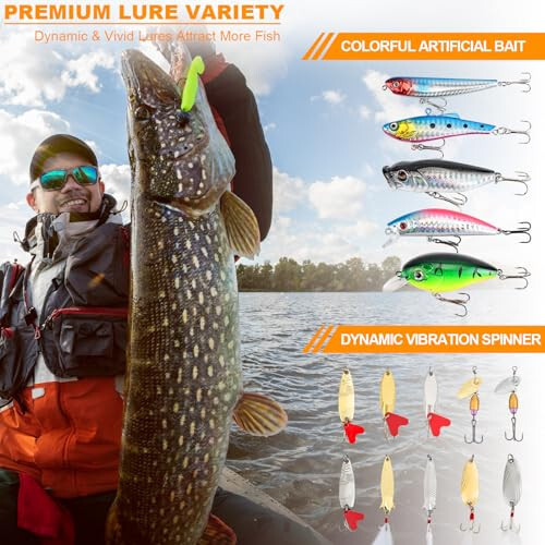 TCMBY 327PCS Fishing Lures Tackle Bait Kit Set for Freshwater Fishing Tackle Box with Tackle Included Fishing Gear and Equipment, Crankbait, Soft Worm, Spinner, Spoon, Topwater, Hook for Bass Trout. - 6