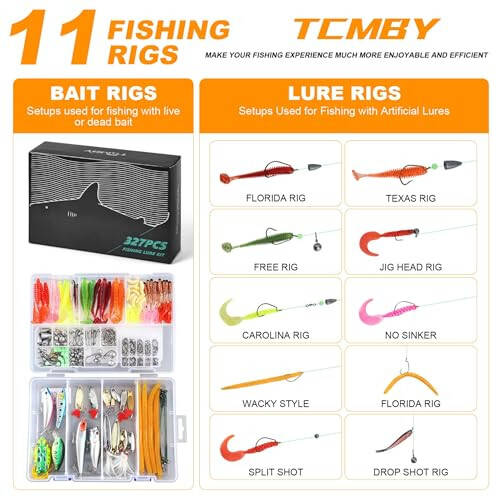 TCMBY 327PCS Fishing Lures Tackle Bait Kit Set for Freshwater Fishing Tackle Box with Tackle Included Fishing Gear and Equipment, Crankbait, Soft Worm, Spinner, Spoon, Topwater, Hook for Bass Trout. - 8