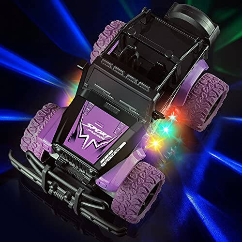 Tcvents Remote Control Car for Girls, 1: 20 Scale Rc Cars Remote Control Truck Car Toy Vehicles for Kids Age 3-5, Rc Truck Racing Car with 3 Color Lights for Kids 5-7 8-12 Birthday Gift, Purple - 2
