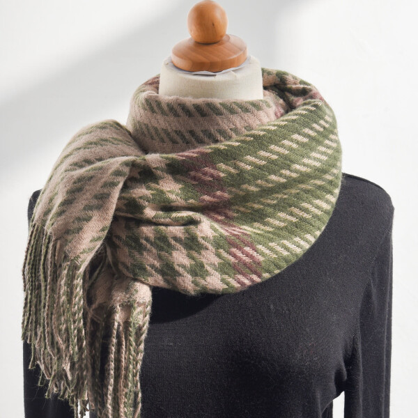 Tdoqot Women's Winter Scarf - Elegant Cold Weather Wear Thick Warm Plaid Green - 1