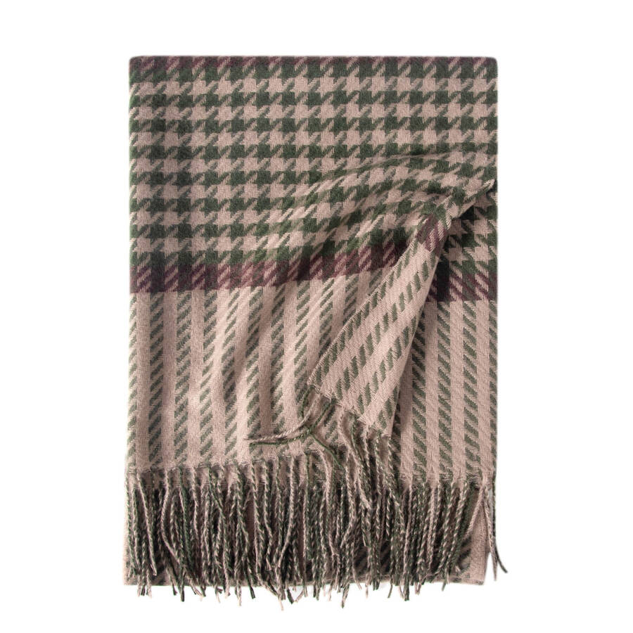 Tdoqot Women's Winter Scarf - Elegant Cold Weather Wear Thick Warm Plaid Green - 2