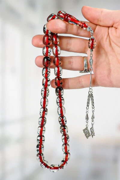 Tea Fossil Beautiful Attraction Large Grain Powder Amber Tasbih - TESBİHKENTİ (1)